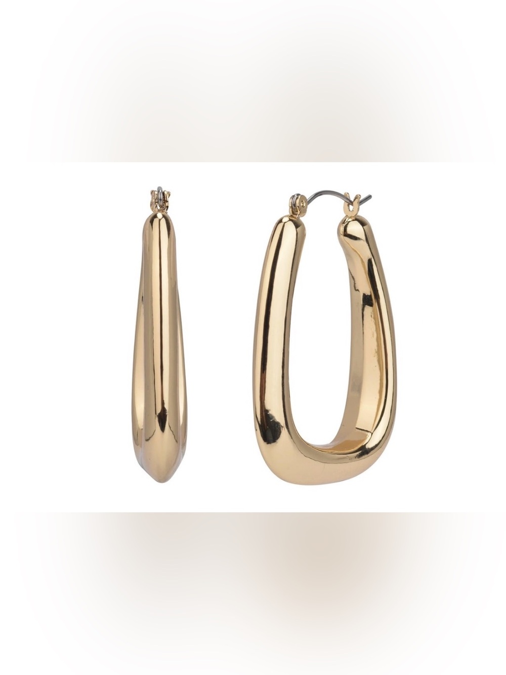 Time and Tru Gold Tone Wide Click Top Metal Hoop Earrings